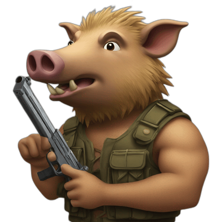 boar holding gun emoji