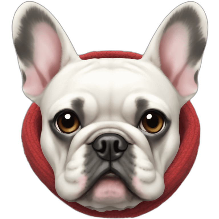 Fat white FRENCH BULLDOg wearing-a-muffler emoji