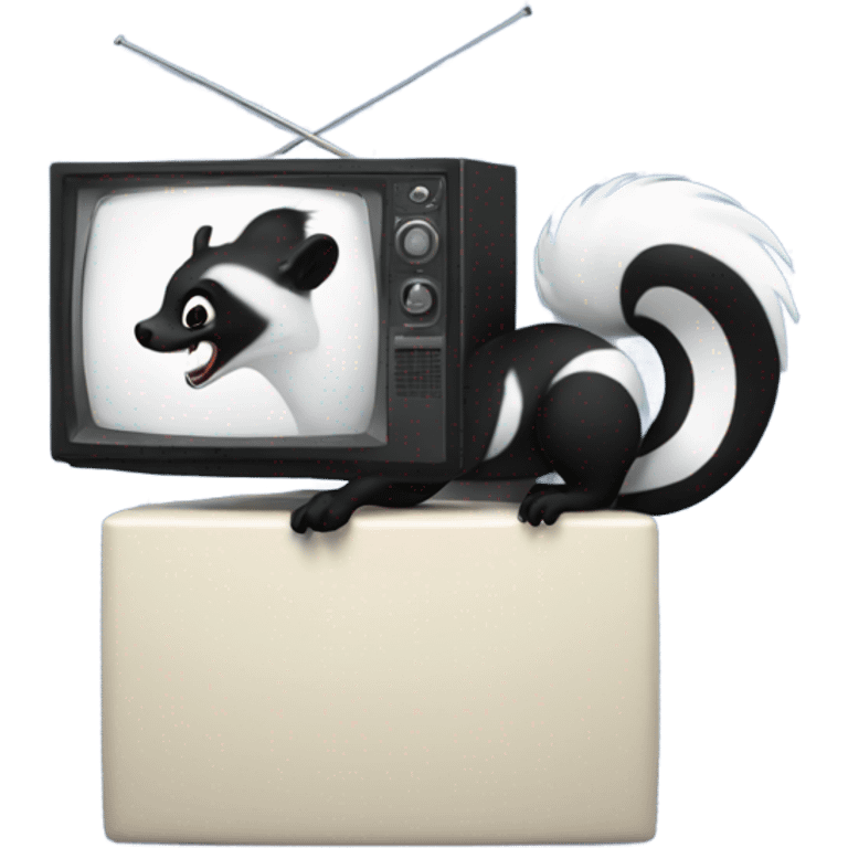 Skunk throwing phone at tv and smashing the screen emoji