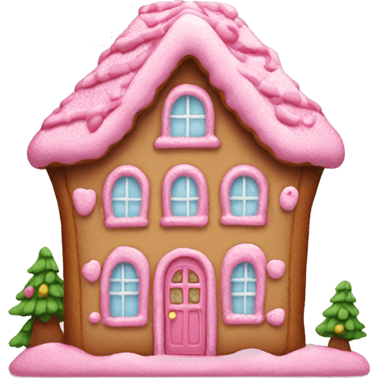 Pink ginger bread house cute emoji