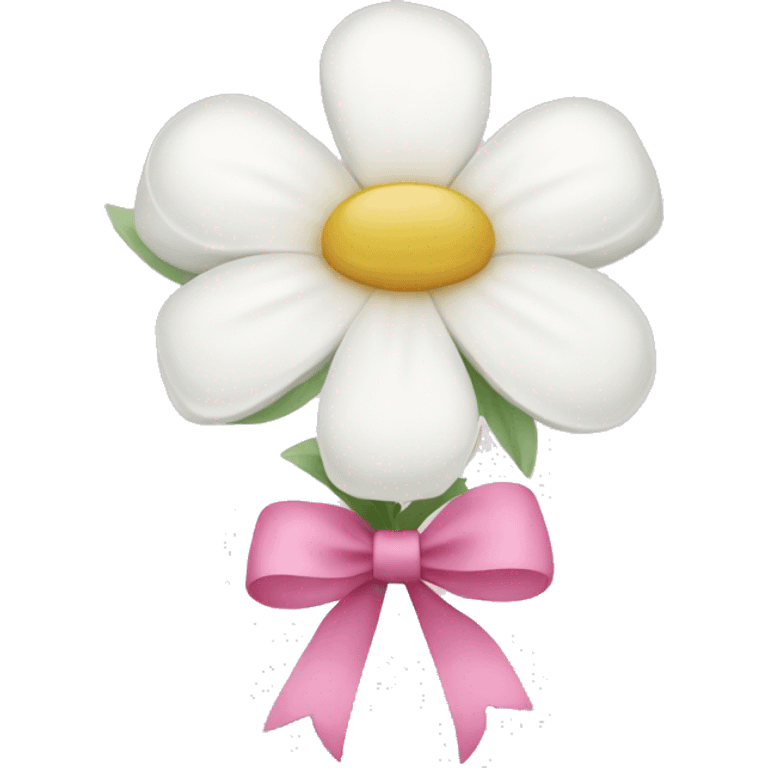 White flowers with pink bow emoji