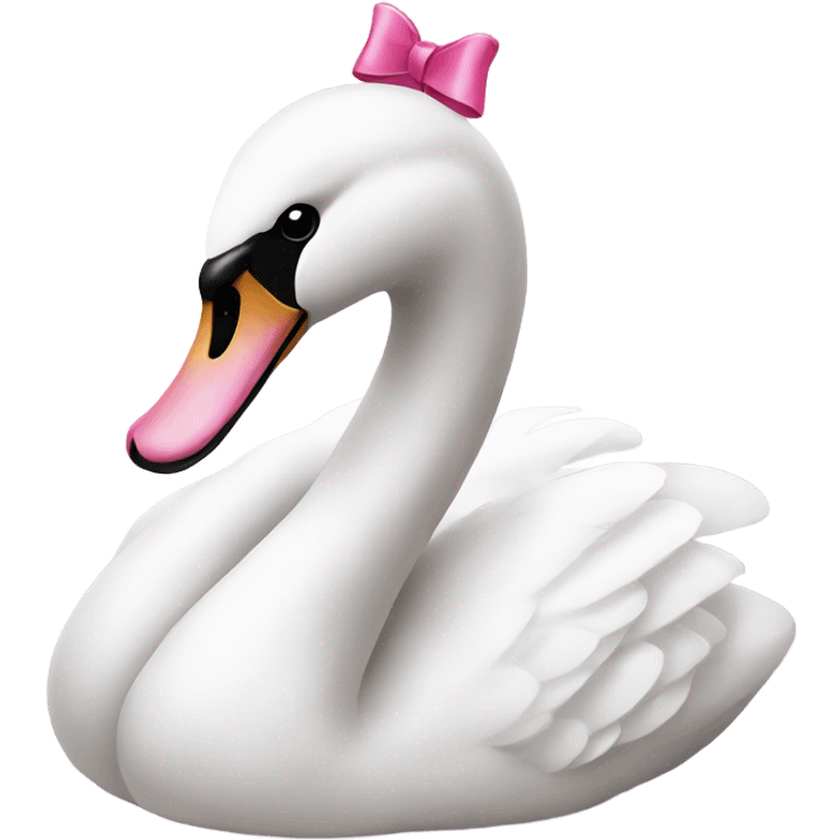 Swan with a pink bow on its head emoji