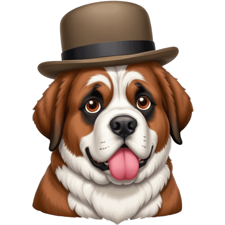 Saint Bernard Dog wearing a derby hat emoji