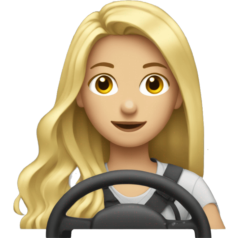 Girl with long blonde hair in a jeep emoji