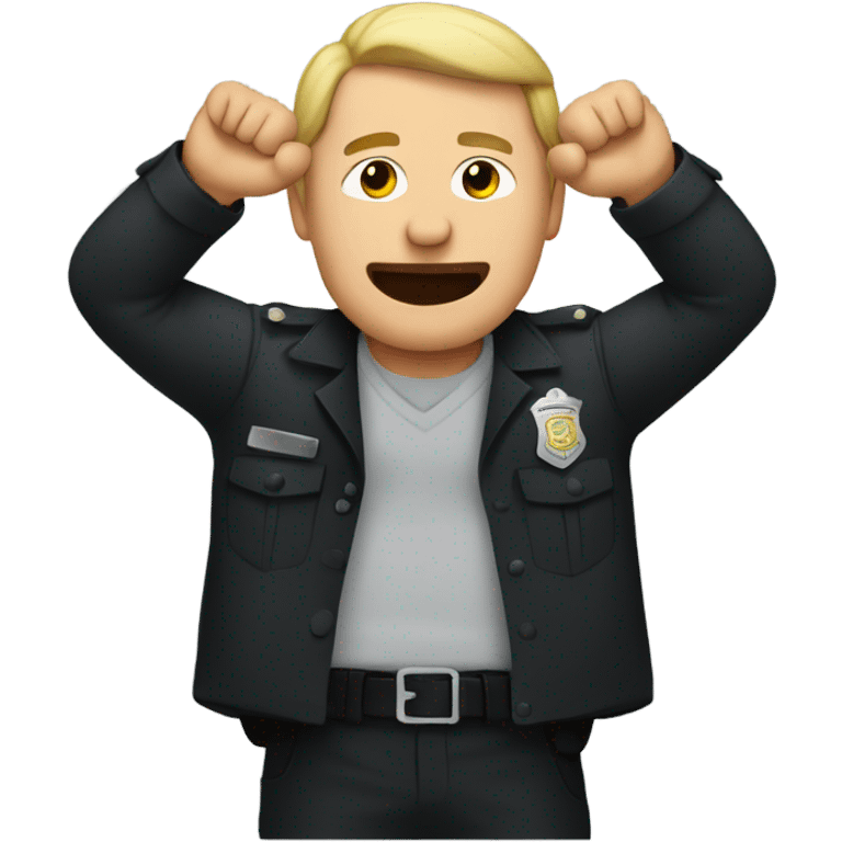 Man being arrested with hands in the air emoji