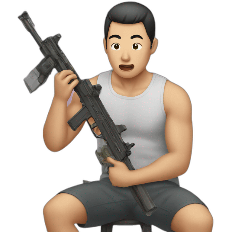 Asian man eating guns emoji