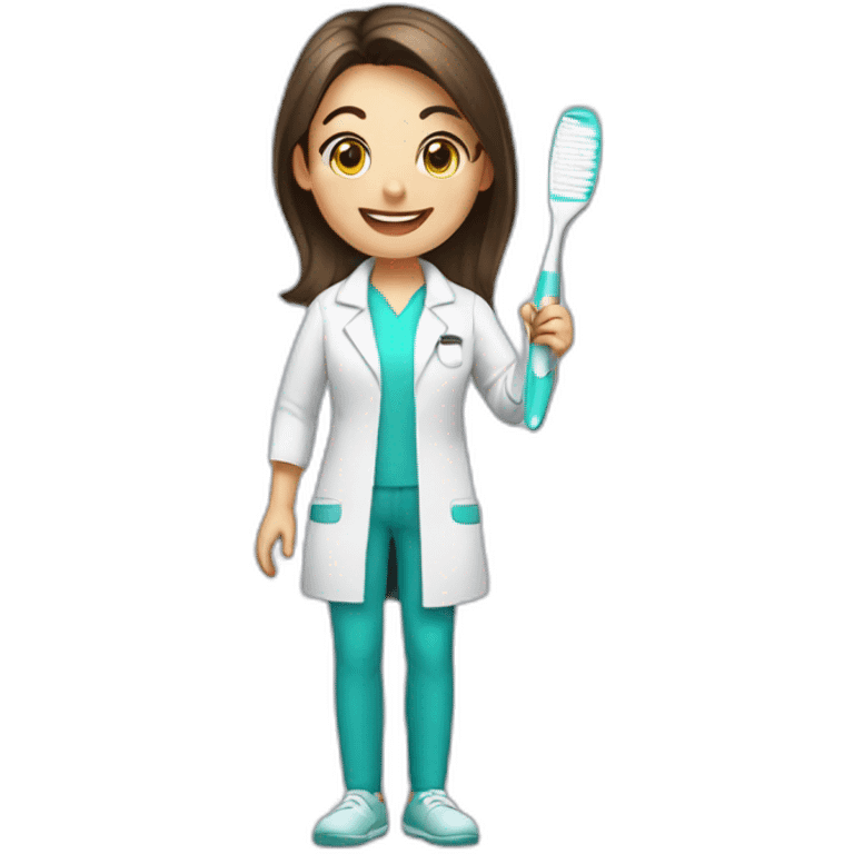 dentist girl with a toothbrush in his hand emoji