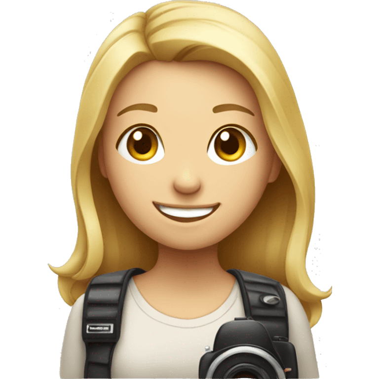 smiling girl with camera emoji