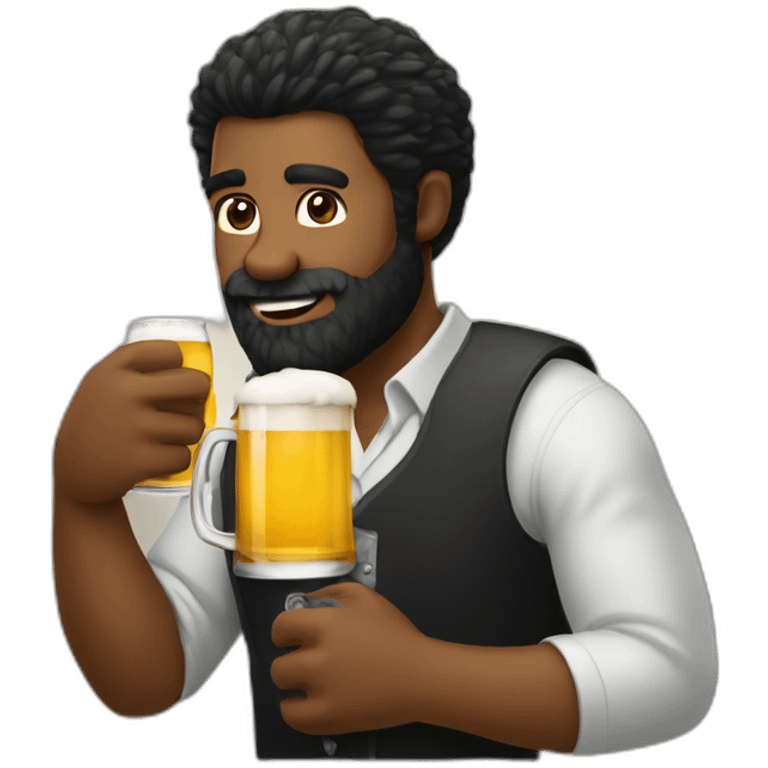 black sort hair beared man drinking beer emoji