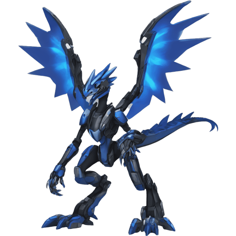  Cool Edgy Futuristic Black Blue Digimon-Fakemon-Raptor-Dragon-Mecha full body emoji