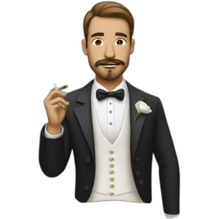 man in a wedding dress with facial hair smoking a cigarette emoji