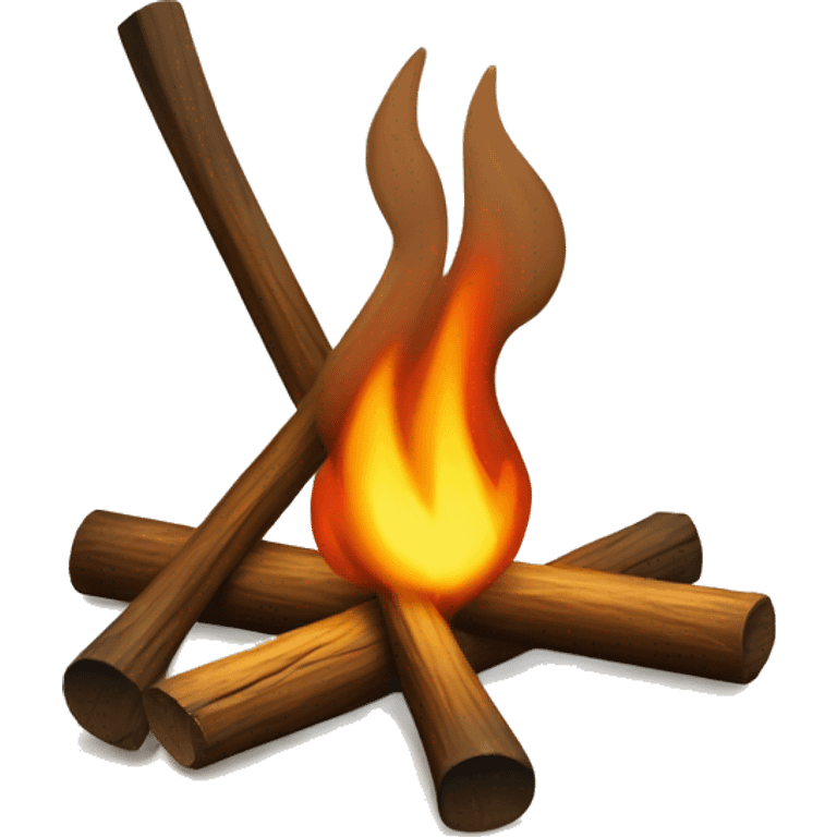 camp fire with only 2 timbers crossing like a “X” emoji