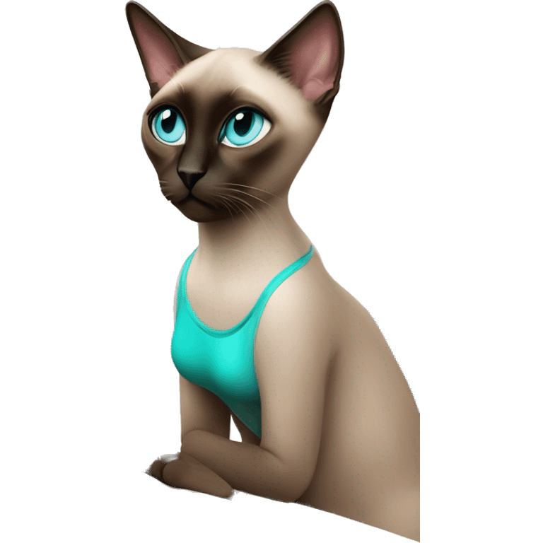 Siamese cat with aqua blue eyes curled up next to her milano 5nac hair colored human woman who has green eyes as they watch tv on a rose gold macbook emoji