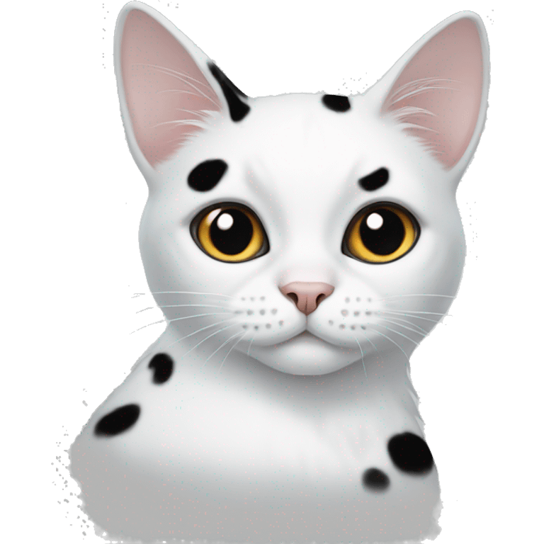 mostly white cat with black spots emoji