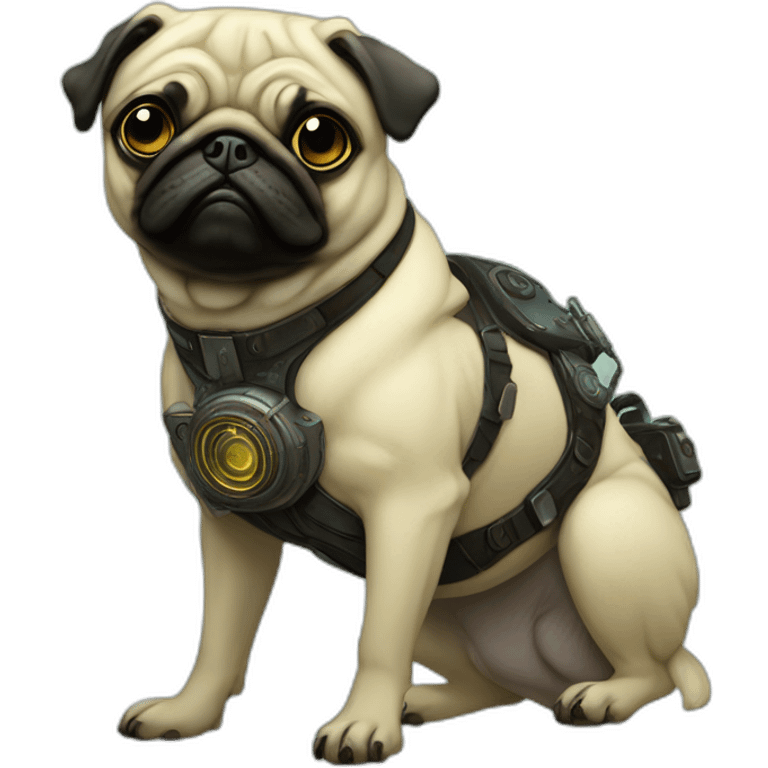 A cyberpunk pug in Art Nouveau style during 1910 emoji