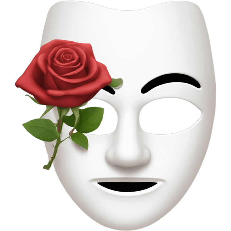 half of white mask and rose emoji