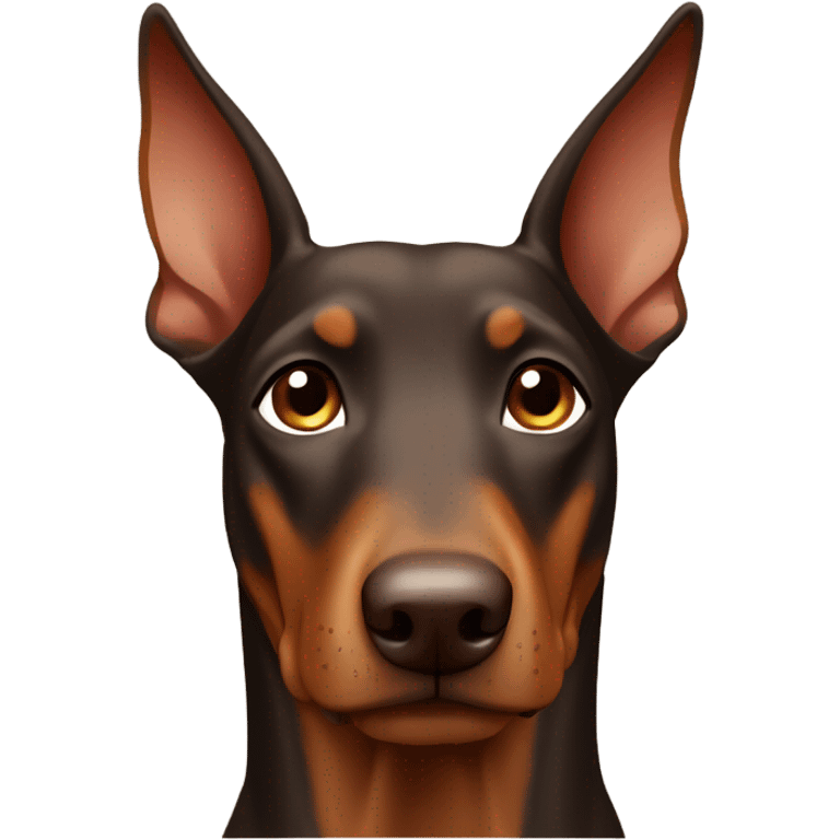 Different shades of brown no black Doberman without cropped ears looking forward and happy  emoji