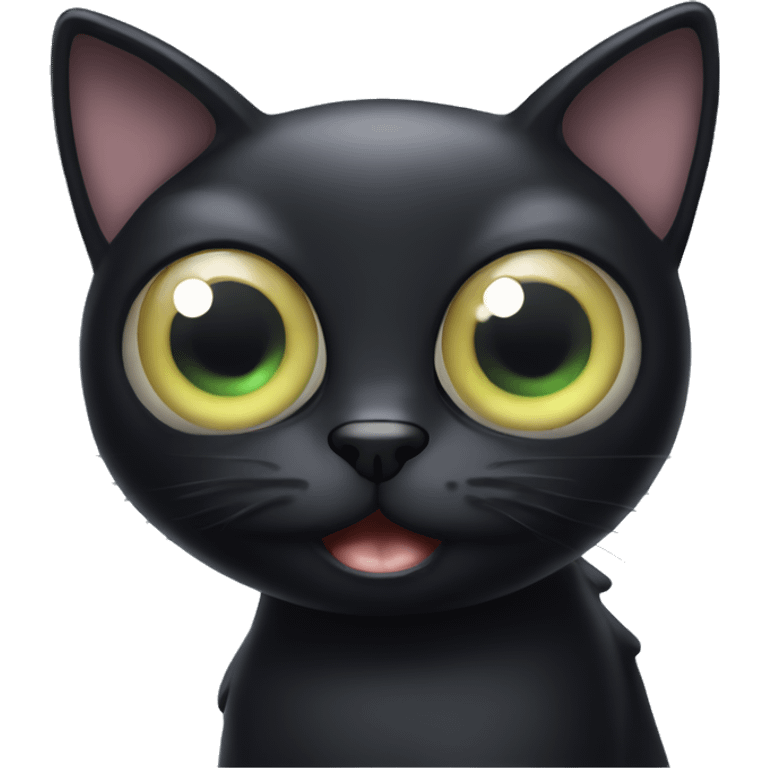 black cat with huge bulbous eyes popping out of its head emoji