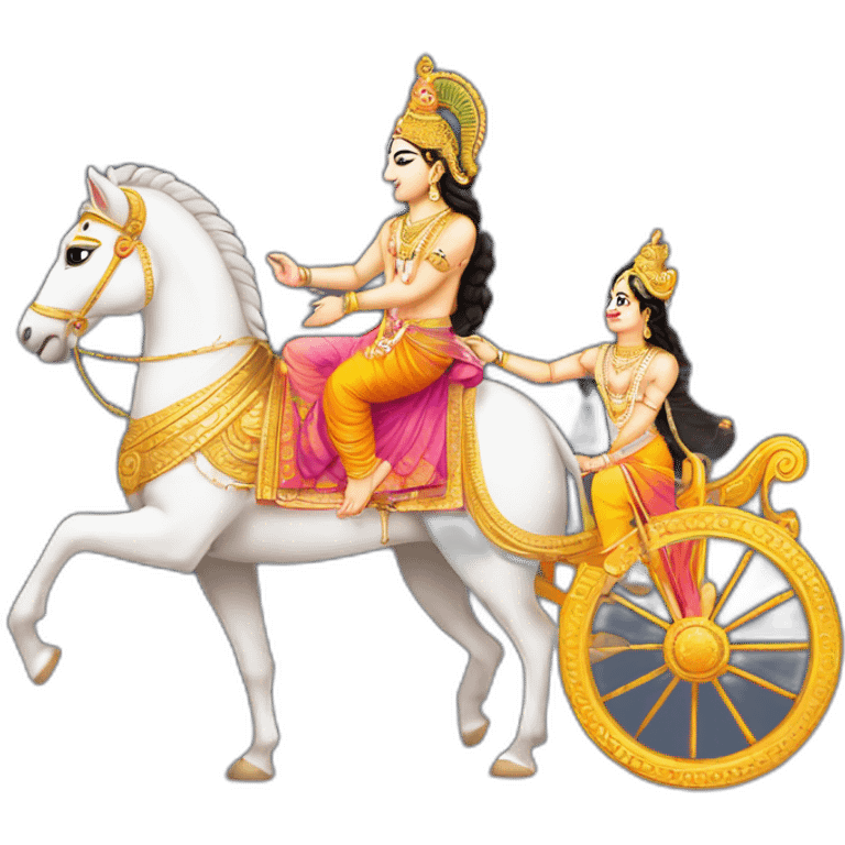 Lord Krishna with Arjun in chariot emoji