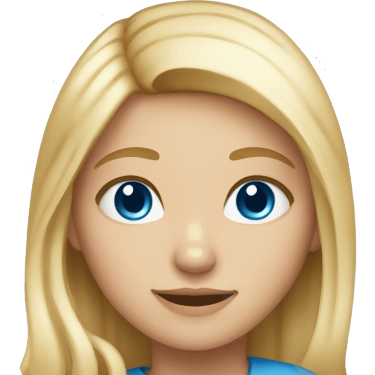 Girl with blond Hair Blue eyes and a cat emoji