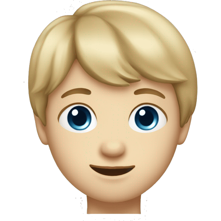 Caucasian little boy with blue eyes and dirty blonde hair with bangs emoji