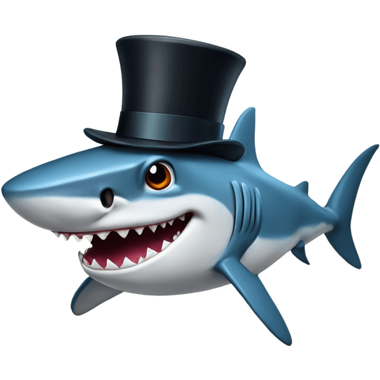 Shark with a top hat emoji