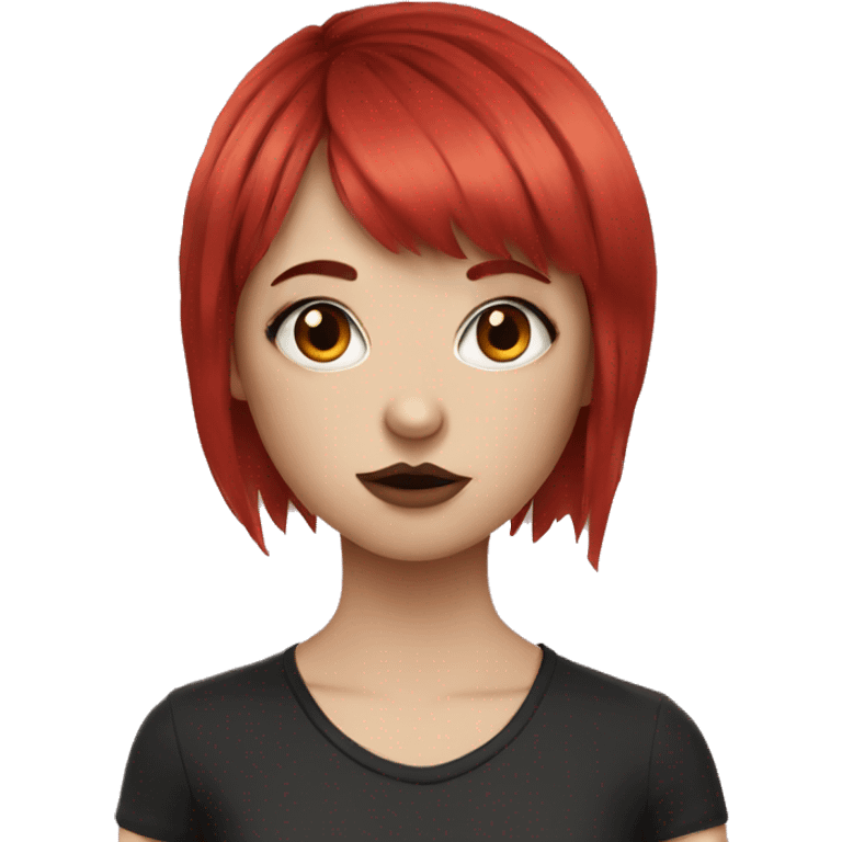 girl with red hair with bangs and emo makeup emoji