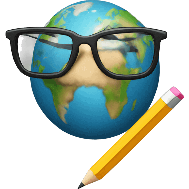 earth with pencil and glasses emoji