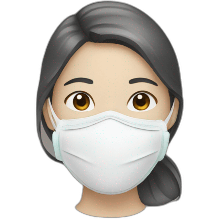 Asian woman wearing white respirator mask emoji