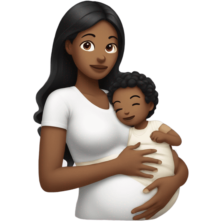 White Mother with black hair breastfeed her baby emoji