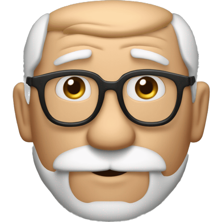 imágen al estilo de Disney Pixar de un abuelo moreno, con el pelo  muy corto y canoso, con gafas de pasta negra, ojos marrones, nariz pequeña,labios gruesos y barba de 3 días emoji