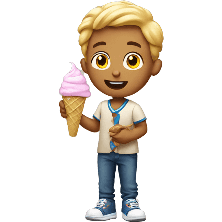 Boy eating ice cream emoji