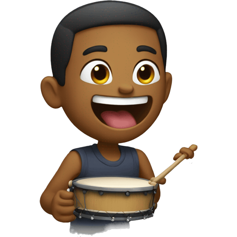 Laughing while playing the drum emoji