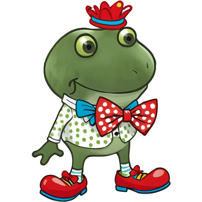 green frog dressed as a clown emoji