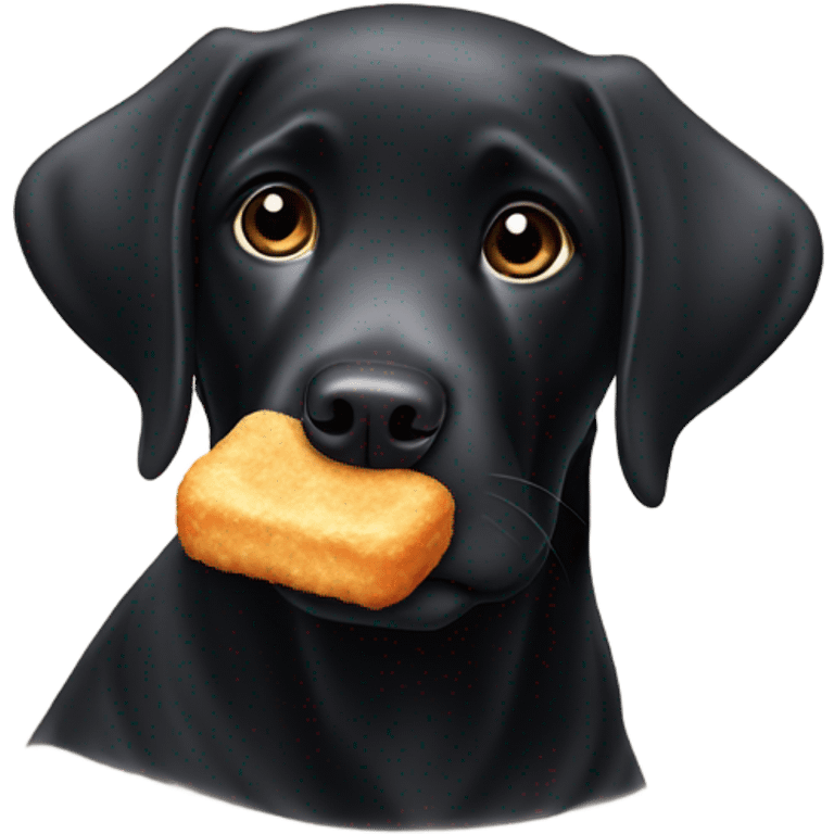 Black Labrador retriever ￼eating a chicken nugget  emoji