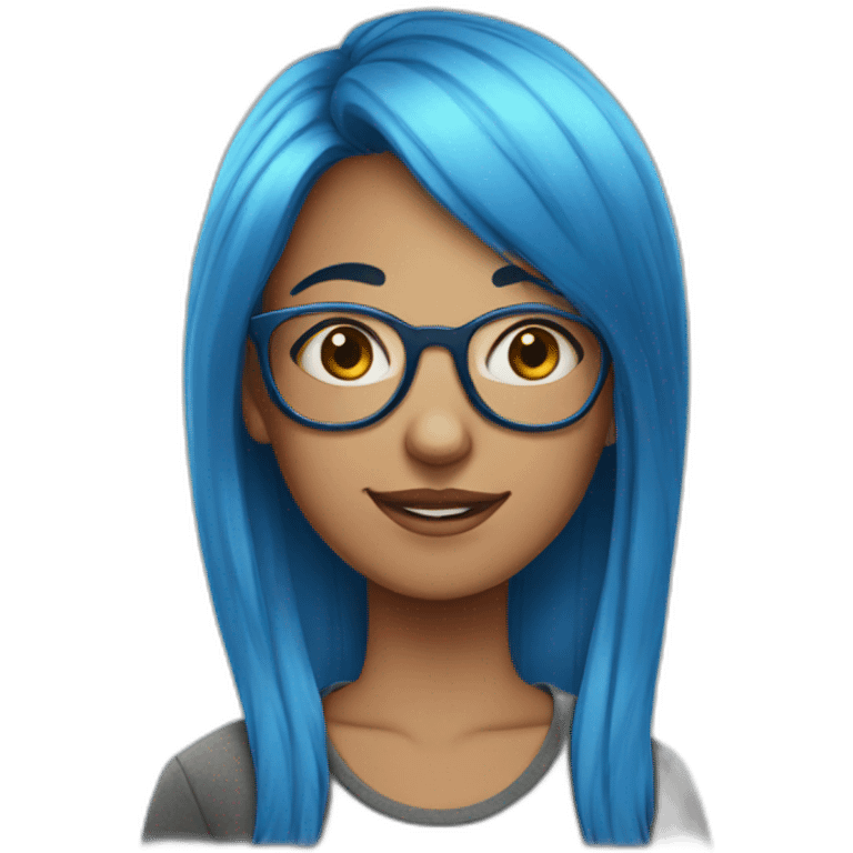 Girl with blue hair, glasses and freckles emoji