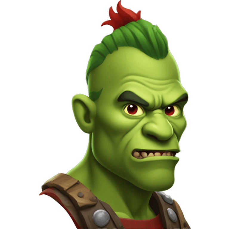 green orc with red beard and red mohican emoji