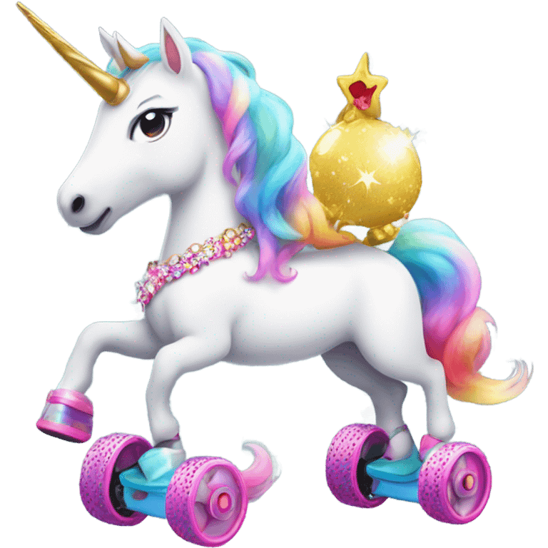 unicorn on roller skates with a tiara  emoji