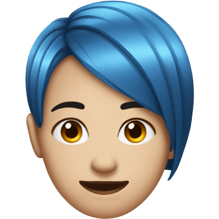 Side eye smiley face emoji and blue short hair emoji