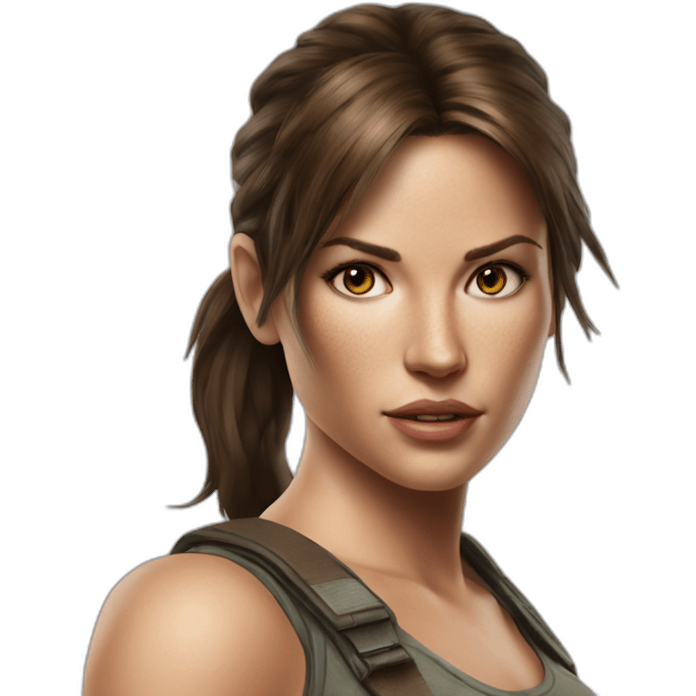 lara croft hyperrealistic drawing emoji