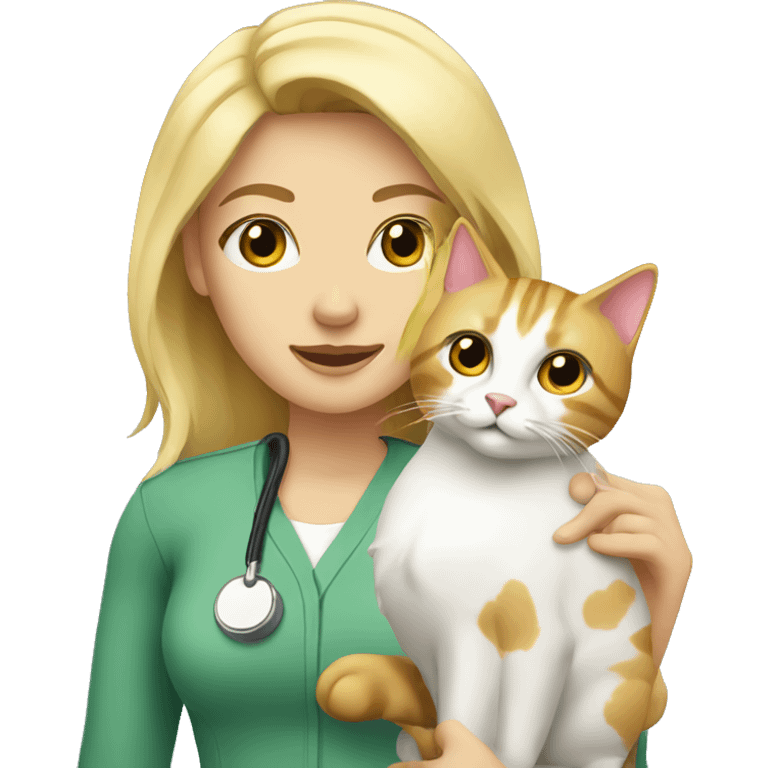 Blonde vet with a blonde cat  emoji