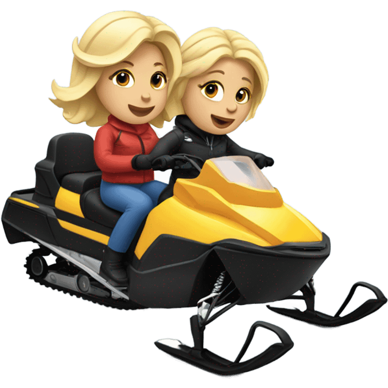 Two blonde women on snowmobile  emoji