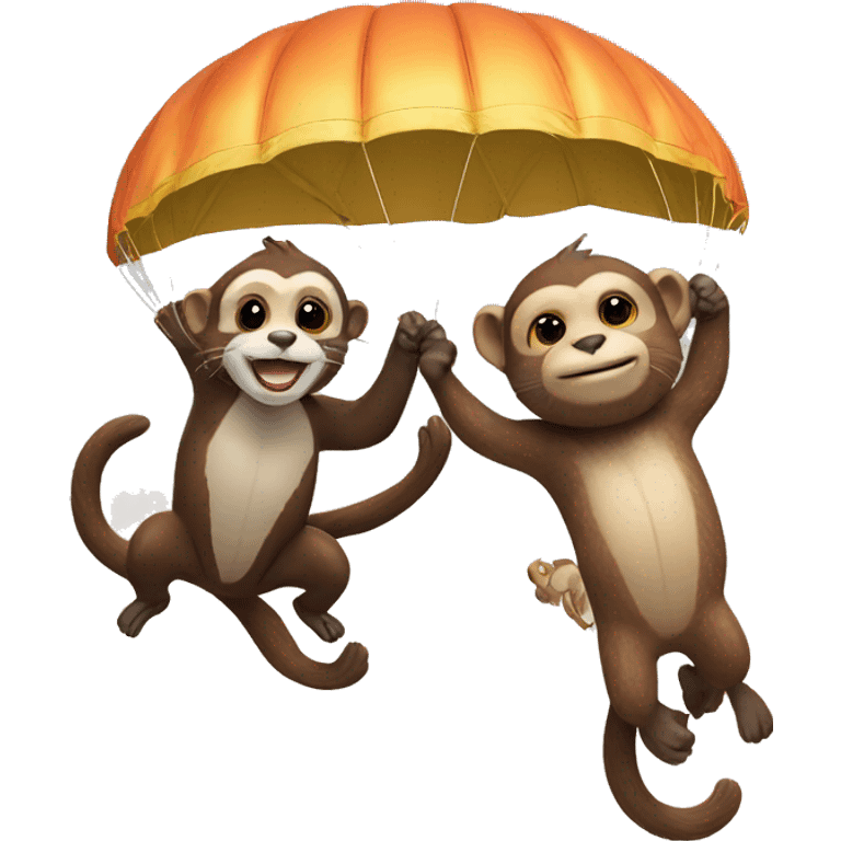 Otter and monkey skydivers friends emoji