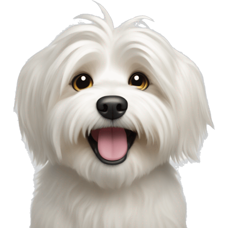 A white Havanese dog cheering you on emoji