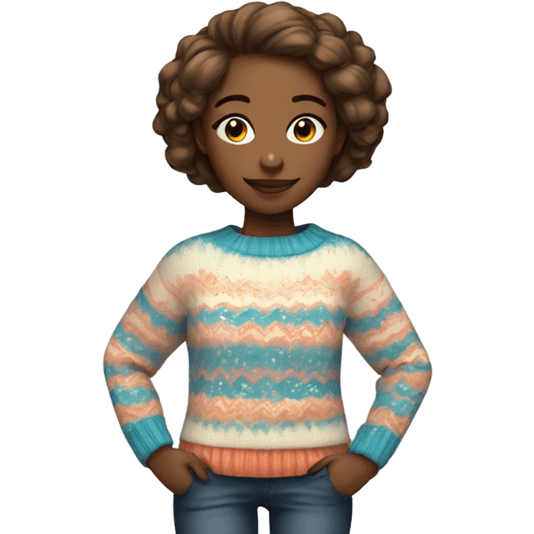 Girl with funky sweater emoji