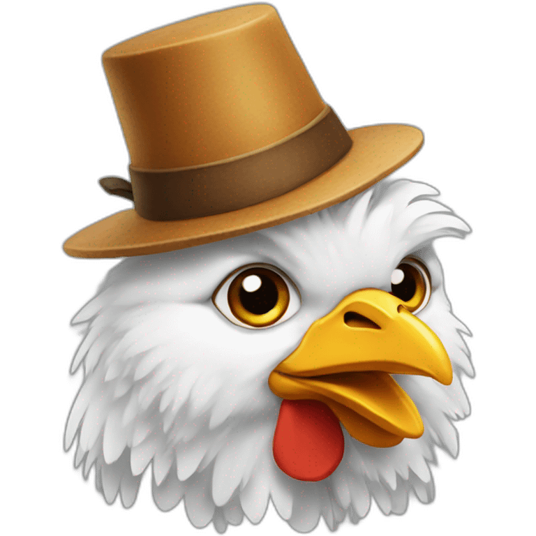 A chicken with a hat emoji