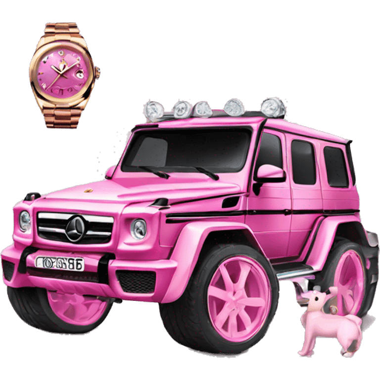 Pink Rolex and g wagon emoji