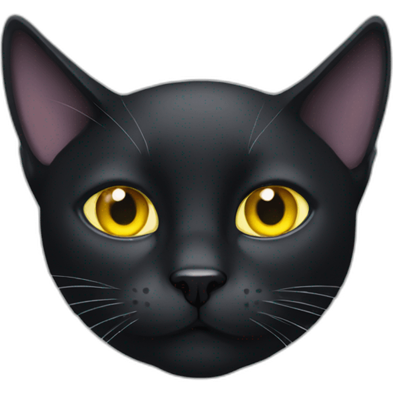 Black cat with yellow eye like emoji