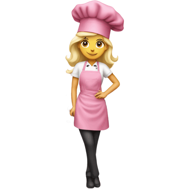 Girly blonde chef with pink aesthetic emoji