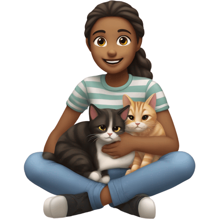 Cat and girl emoji